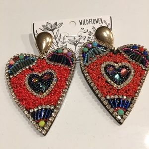Heart Beaded Earrings Brand New